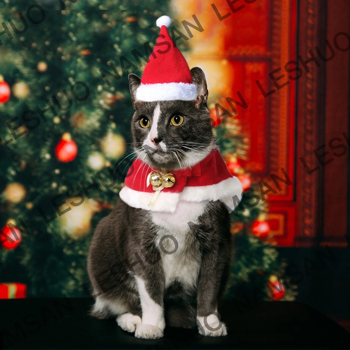 Christmas Pet Christmas Shawl Suit with Hat Dog Velvet Cloak Cat Festival Apparel Accessory Costume Pet Party Cosplay Clothes