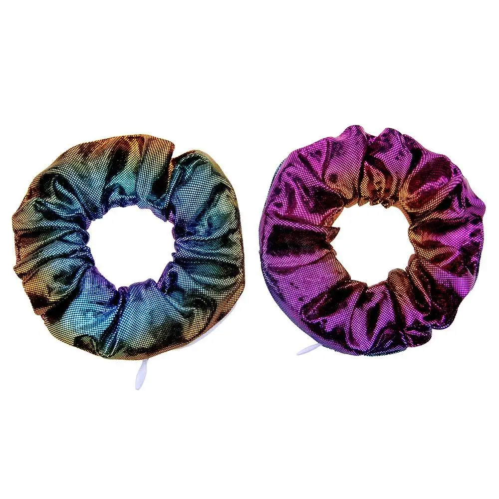 New Style Hair Scrunchies with Zipper Shiny Metallic Scrunchies Hidden Elastic Hair Ties for Key Lipstick Coin Storage