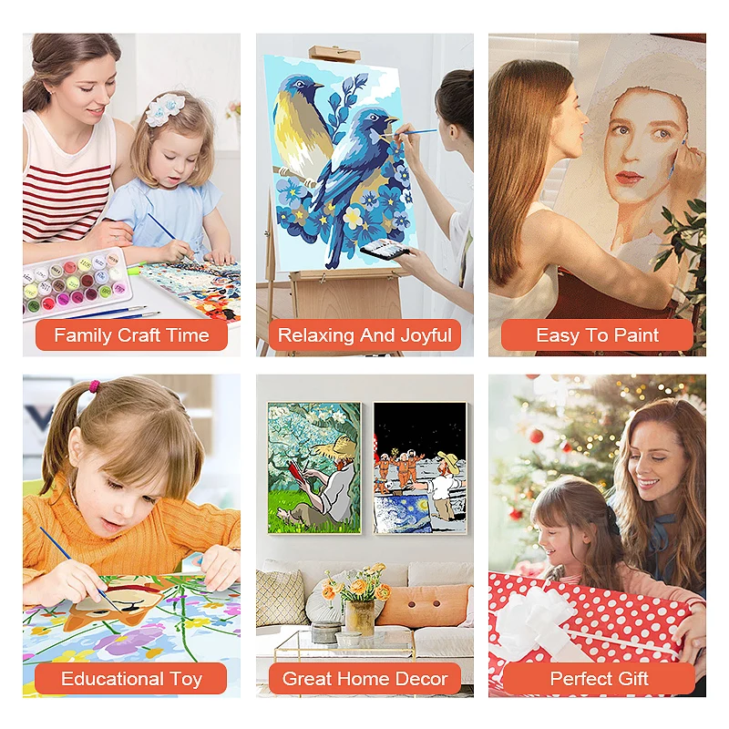 Wholesale Custom Hand Painted Oil Painting DIY Paint by Numbers Kits red rose flower painting wall frame picture