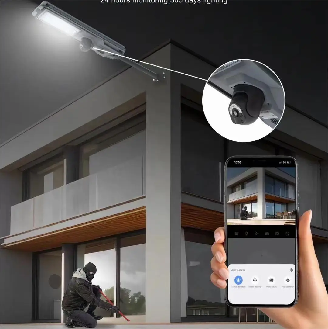 Omsen 2024 Low Price Solar Street Light Outdoor Solar Lights Lamp With Cctv Camera Motion Sensor Security Lighting For Garden