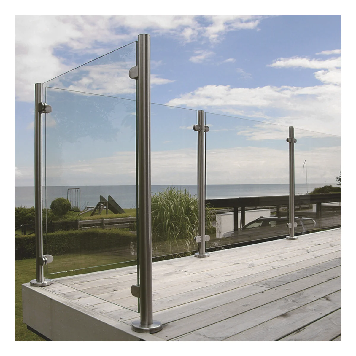 Easy to install anti corrosion stair glass railing 304 316 stainless steel fence stair balustrade glass railing