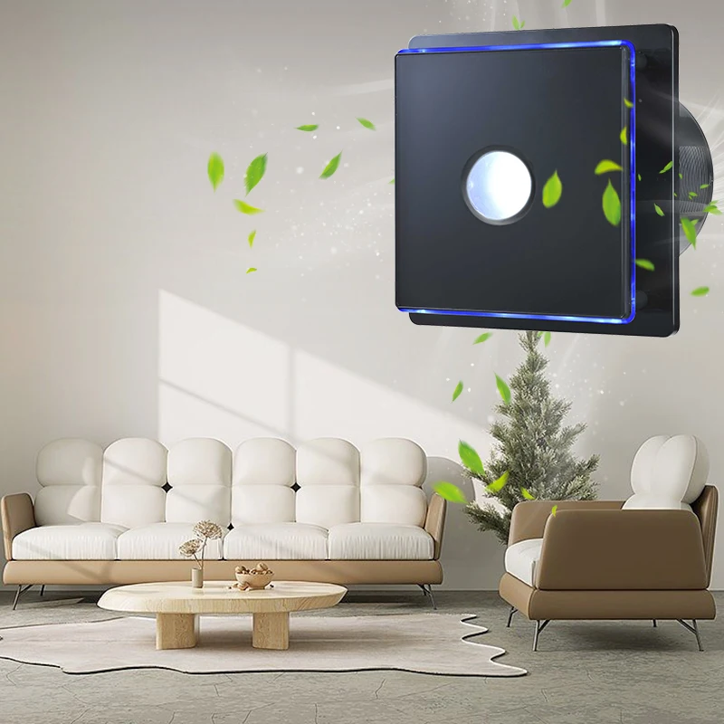 best bathroom exhaust fan with humidity sensor and light tempered glass decorative panel luxurious quiet extractor fan