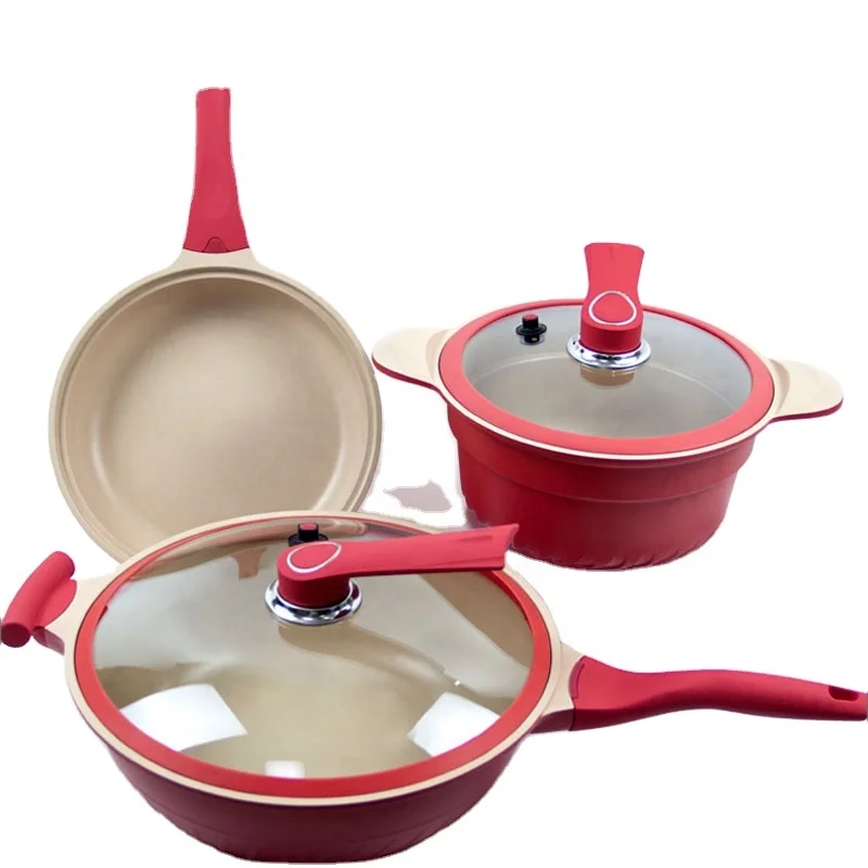 5PCS Manufacturer Cookware Set New Design Cooking Pot Ware Non-stick Cookware Set Pot And Frying Pan Cookware Set