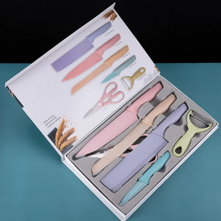 Kitchen Accessories Colorful Knife set 6pcs Macaron knife set With Color Box