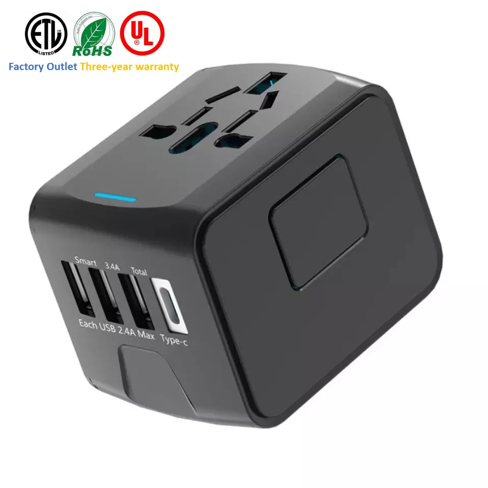 Universal Travel Adapter All-in-one International Power Adapter with 2.4A Dual USB European Adapter Travel Wall Charger