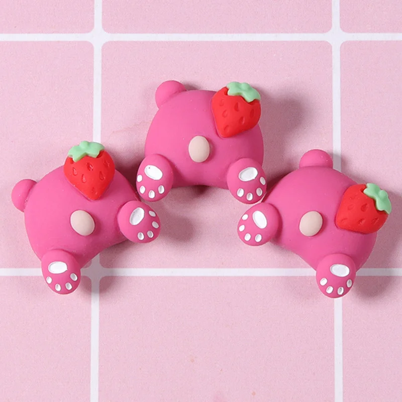 Flatback Charms Strawberry Bear Crafts Cute Resin Kawaii Charms