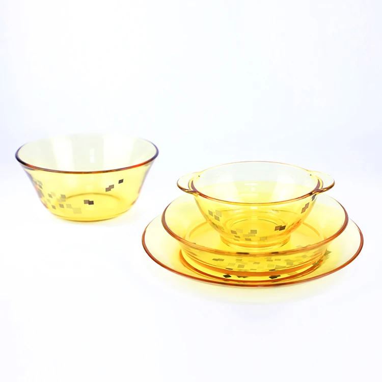 Hot Sale Glass Dinner Set 4 Pcs Dinnerware Sets Luxury Decal Glass Dinnerware For Sale