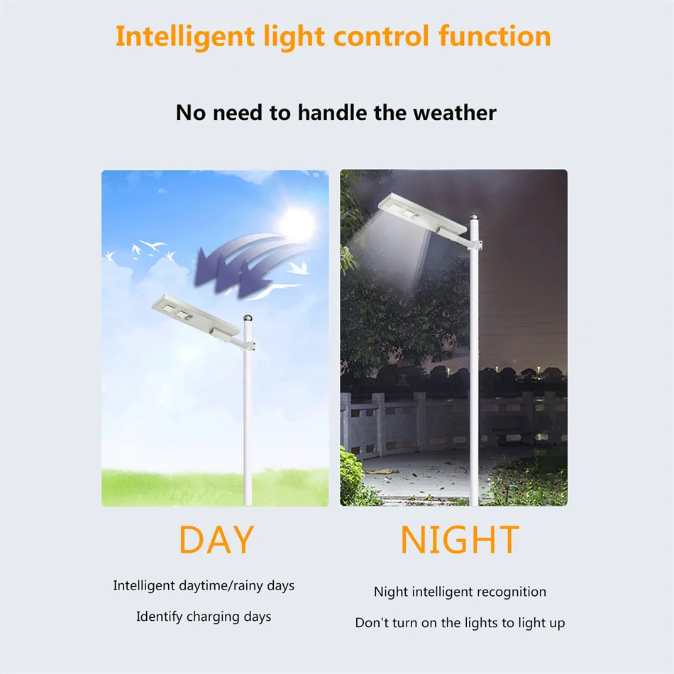 Outdoor solar street lights waterproof  ip66 200w suitable for various environment high safety decorative outside street lights
