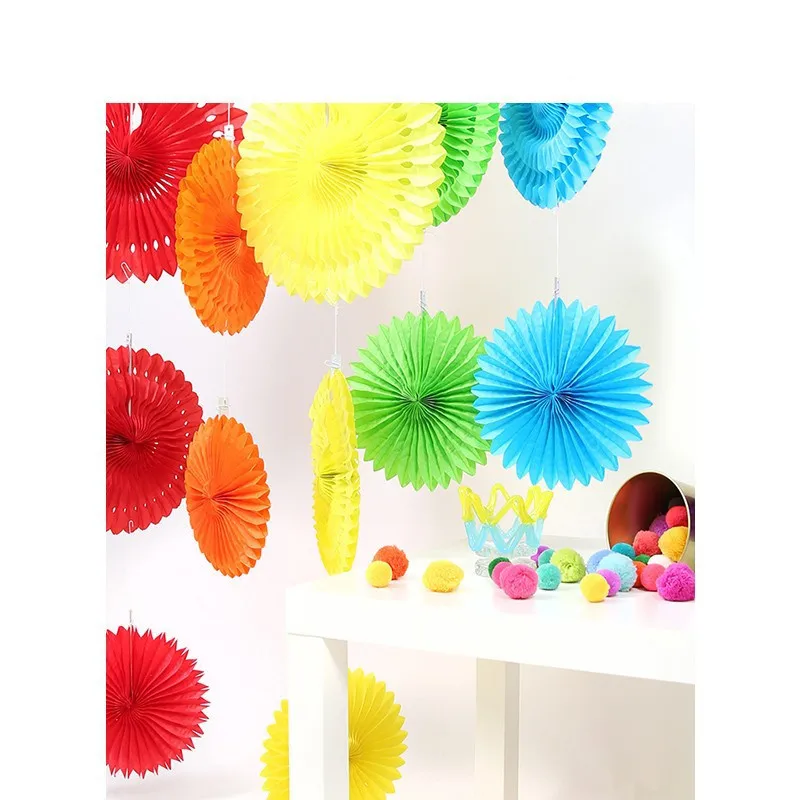 Macaron colorful  Party Hanging Tissue Paper Fans Set Garlands Decoration wall decor wedding birthday party Decoration supplies