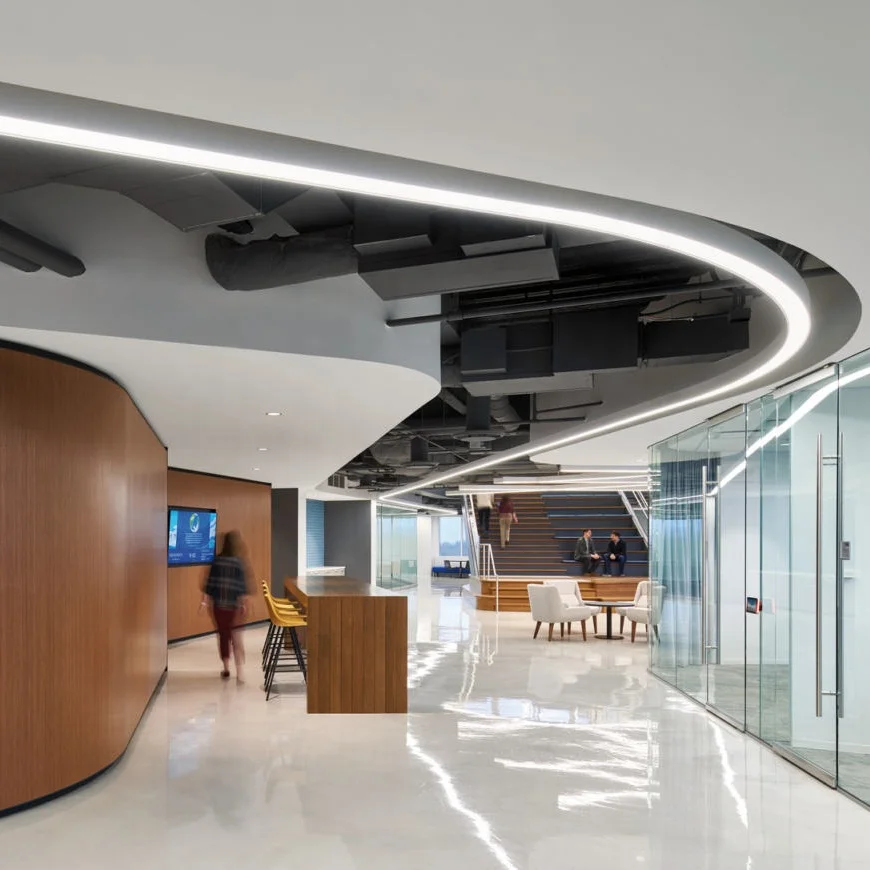 
HLINEAR LC4060-S-7100 Black/White Curved LED Linear Light Office Pendant Suspension Light 