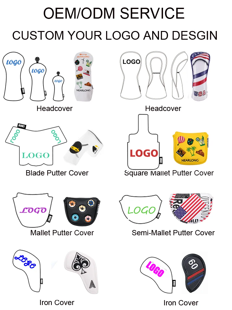 High Quality Custom Embroidery and Printing Golf Iron Headcover with Logo Unique Design golf club covers headcover