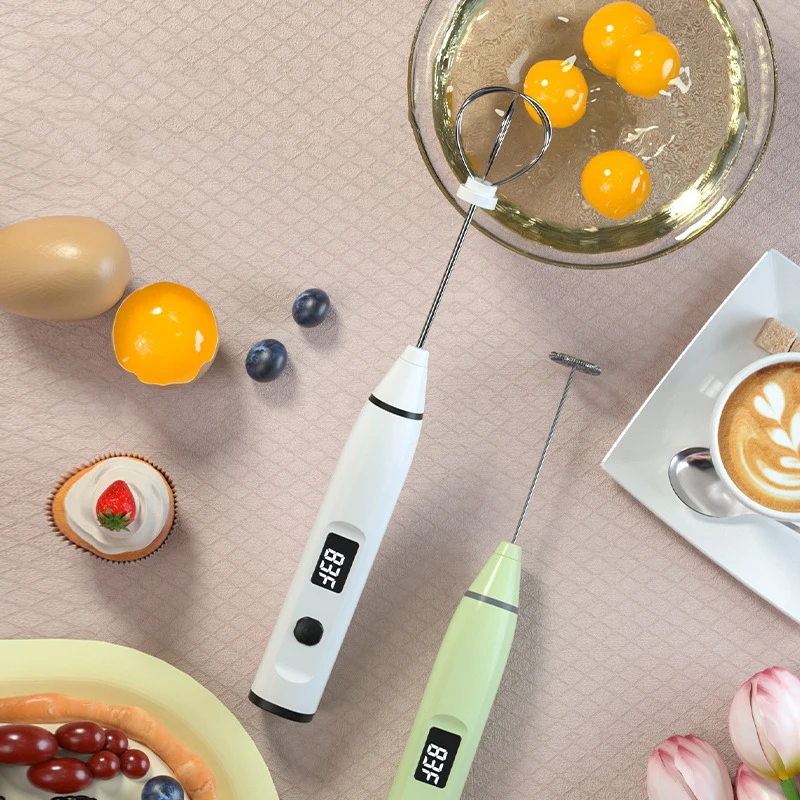 Factory Supply Usb Rechargeable Milk Frother Electric Handheld Foam Maker For Making Lattes Coffee 3 Speed With Lcd Display