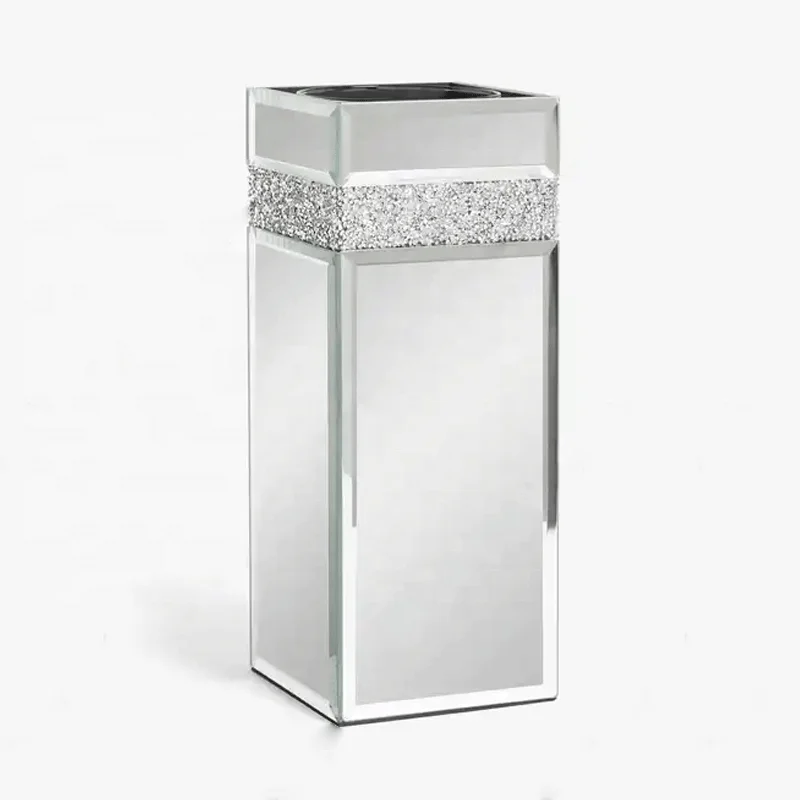 High Quality Wholesale Contemporary Square Mirrored Nordic Vases For Home Flower Vase Glass Crystal Vases