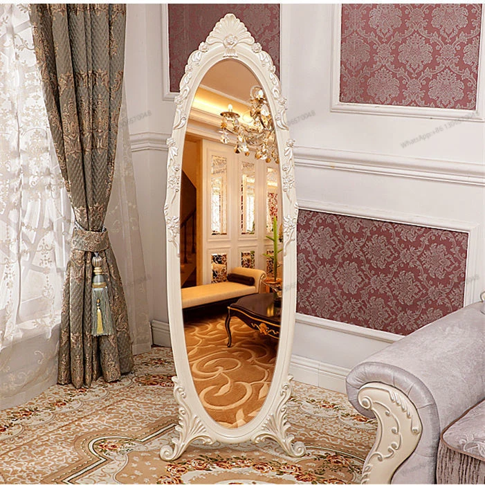 European style dressing glasses, floor to ceiling, household movable beauty explosion-proof clothing fitting mirrors, mesh red m