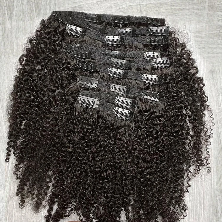 Raw unprocessed invisible clip in hair extensions 100human hair wholesale 100% virgin human hair clip ins