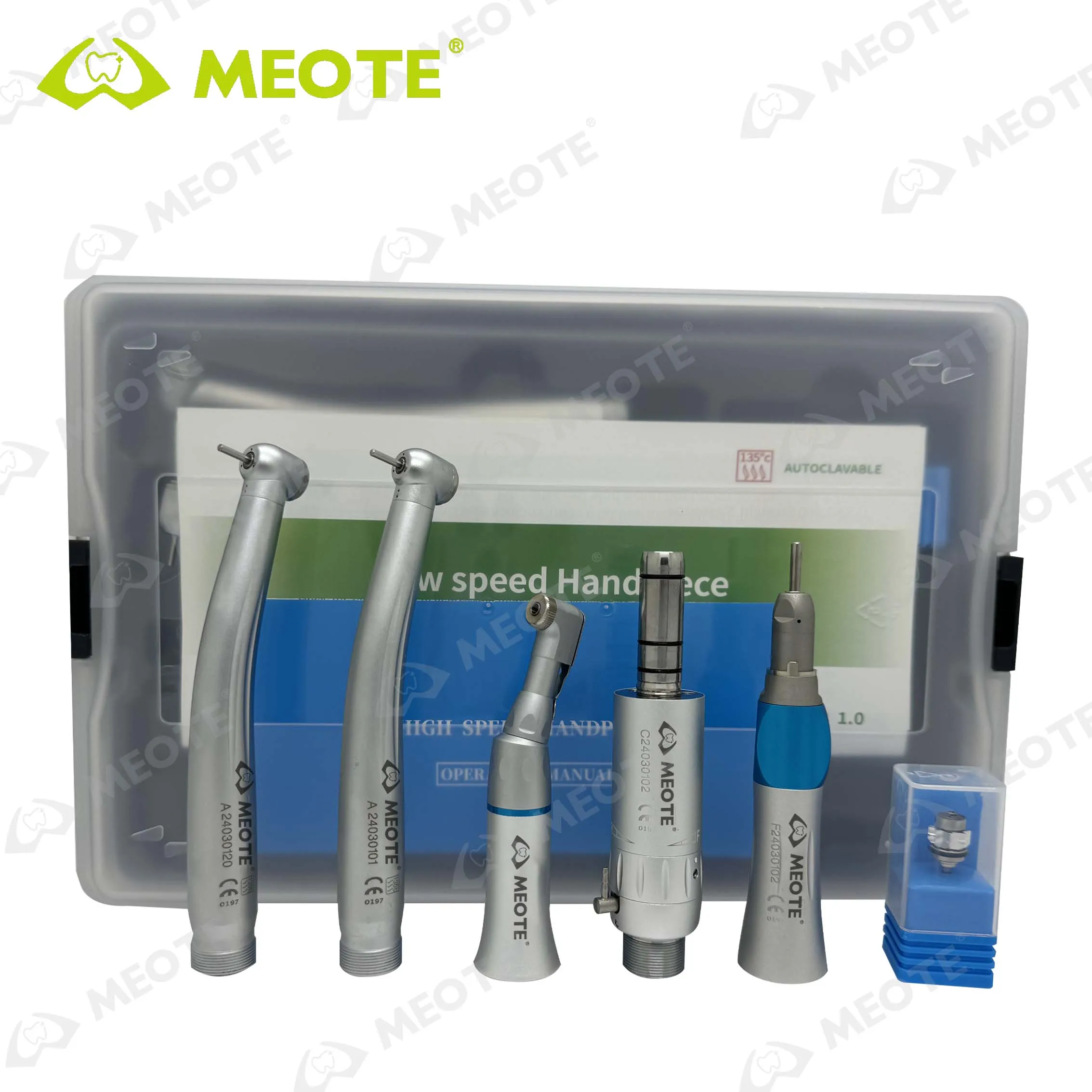 MEITE MEDICAL OEM Dental Handpiece Kit Student High and Low Speed Turbine Set Contra Angle Air Motor