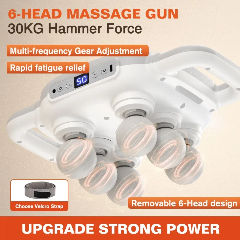 6 heads electric massage gun deep muscle massager gun fascial rechargeable body massage gun
