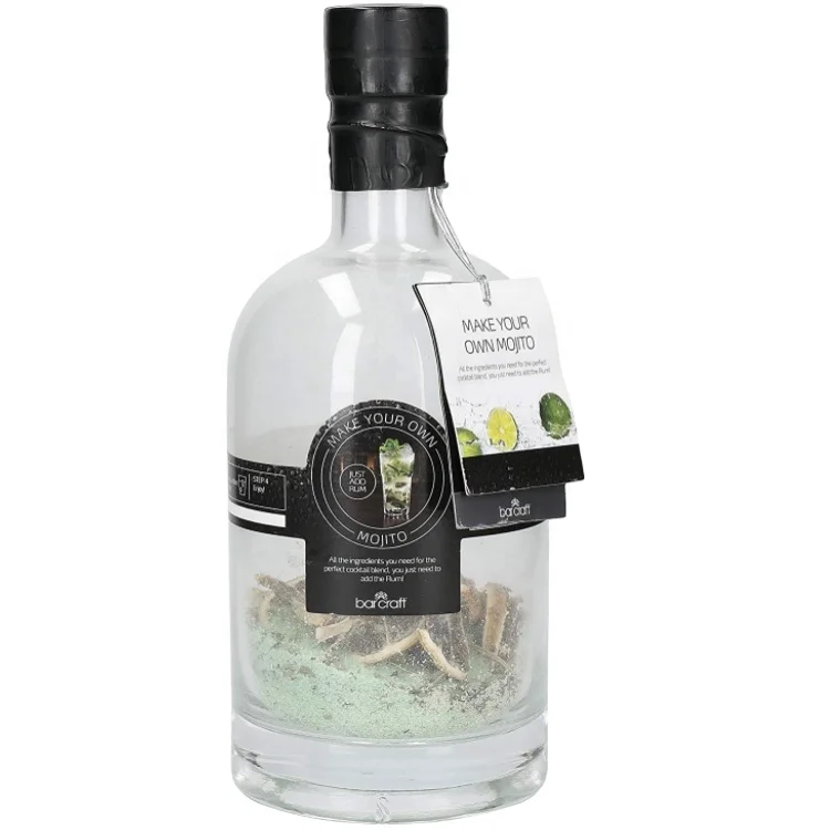 crystal glass bottle for alcohol vodka 700ml with cork and shrink cover