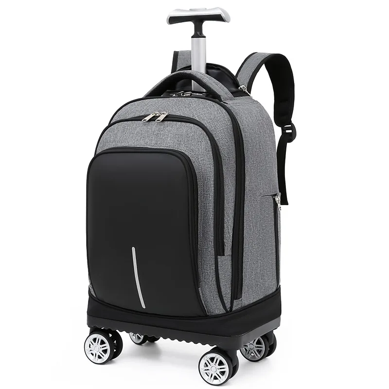 OEM ODM Customize Waterproof 4 Wheeled Trolley Backpack With Wheels School Laptop Travel Bag 19 Inches Backpack Trolley Travel