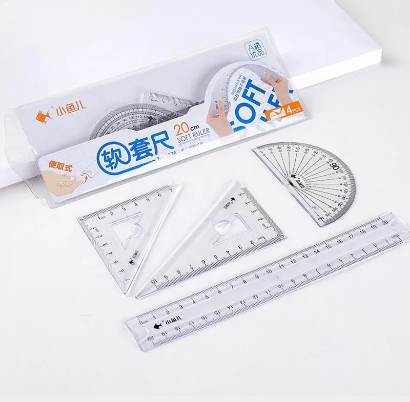 20cmPVC flexible ruler set plastic scale drawing measuring tools school&office stationary