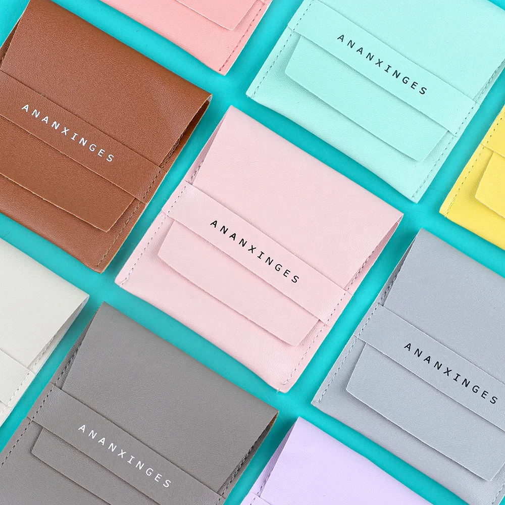 customize jewelry box packaging luxury earrings and necklace leather coin bag wallet pouch purse keychain jewelry leather pouch