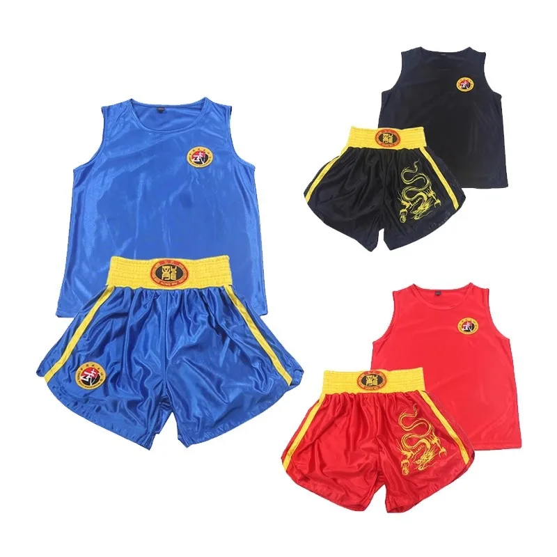 2024 OEM Boxing Suit Custom Print Logo Dragon Pattern Wushu Sanda Uniform
