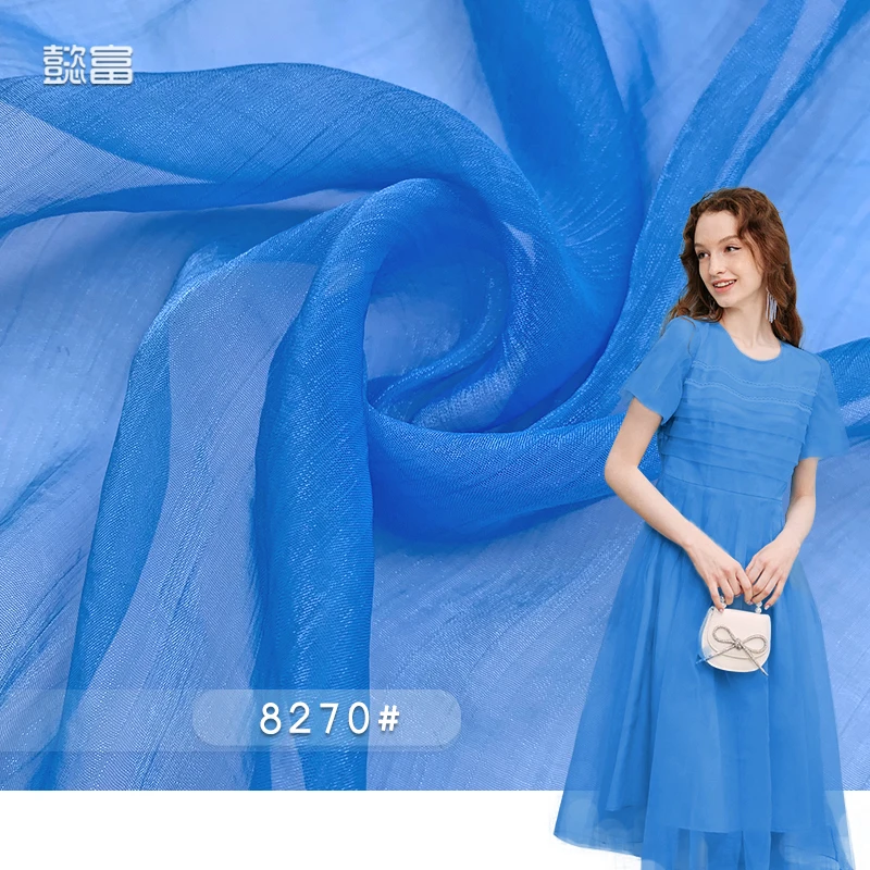Wholesale Dress Chiffon Korean Textile 8270# Solid Shifon Pure Chiffon Sheer Polyester High Quality 100% Stock Crepe Silk Fabric