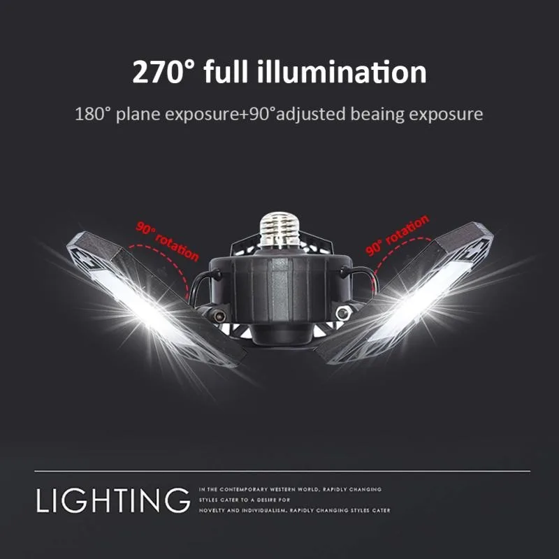 Veet ufo 4ft 100w parking led deformable light garage four-leaf  220v,foldable led lampe garage ceiling highbay industrial light