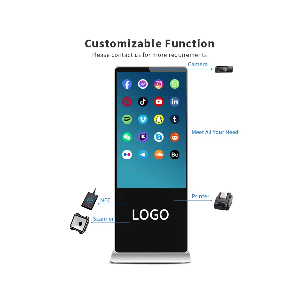32 43 49 55 65 75 85 Inch Touch Screen LCD Floor Standing Totem Display Signage Advertising Kiosk for Shopping Mall