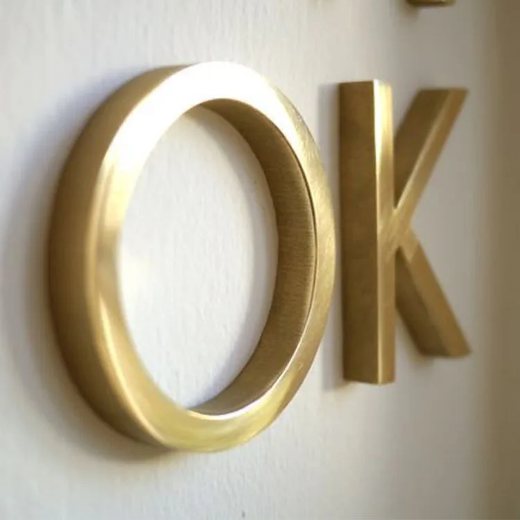 custom laser cut stainless steel wall mount brass signage 3d logo metal indoor brand gold metal letter logo sign board