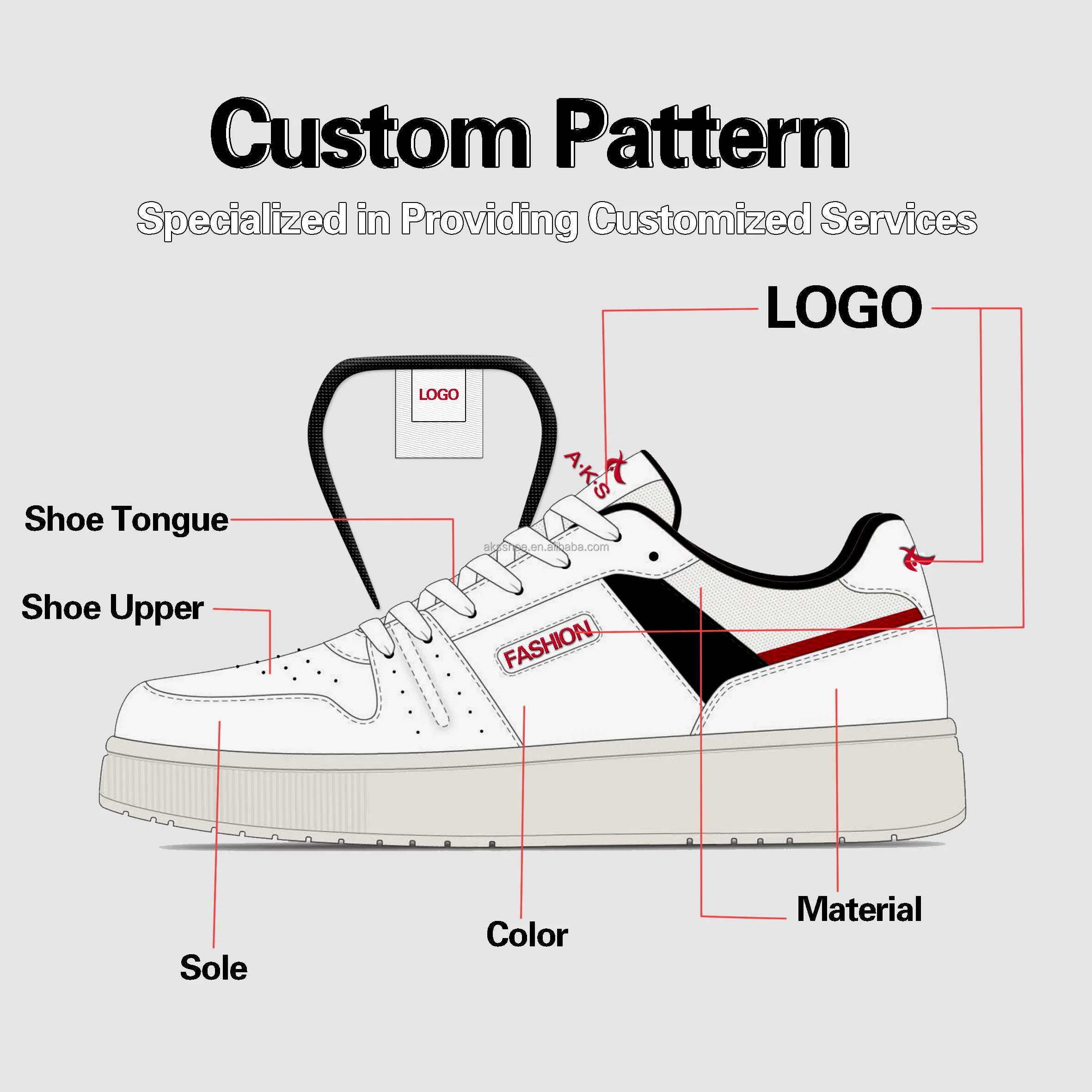 AKS Footwear Manufacturers Brand Design Casual Walking Shoes Custom Sneakers for Men Skateboarding Shoes