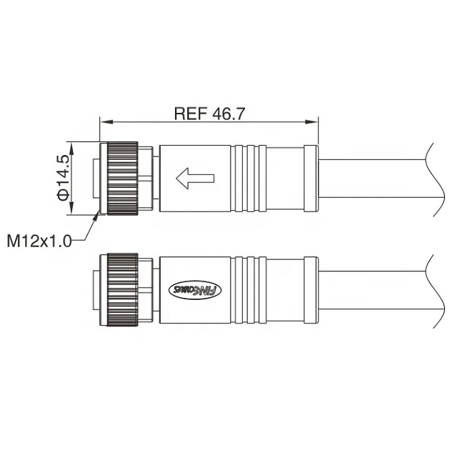 Compatible Electrical Molded Waterproof Power S Code Straight Female M12 Connector