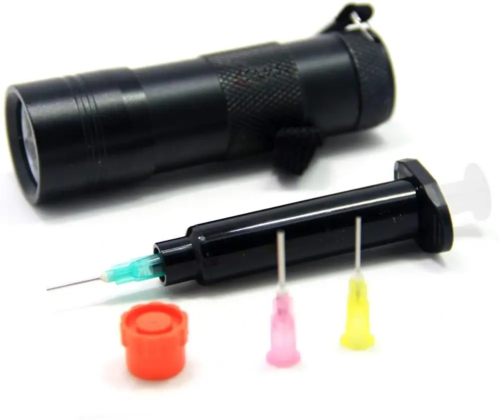 SAMSFX Fishing Tying Kits UV Bright Black Light Flashlight and Clear Glue Cure Syringe Coating Tools for Trout Flies Making