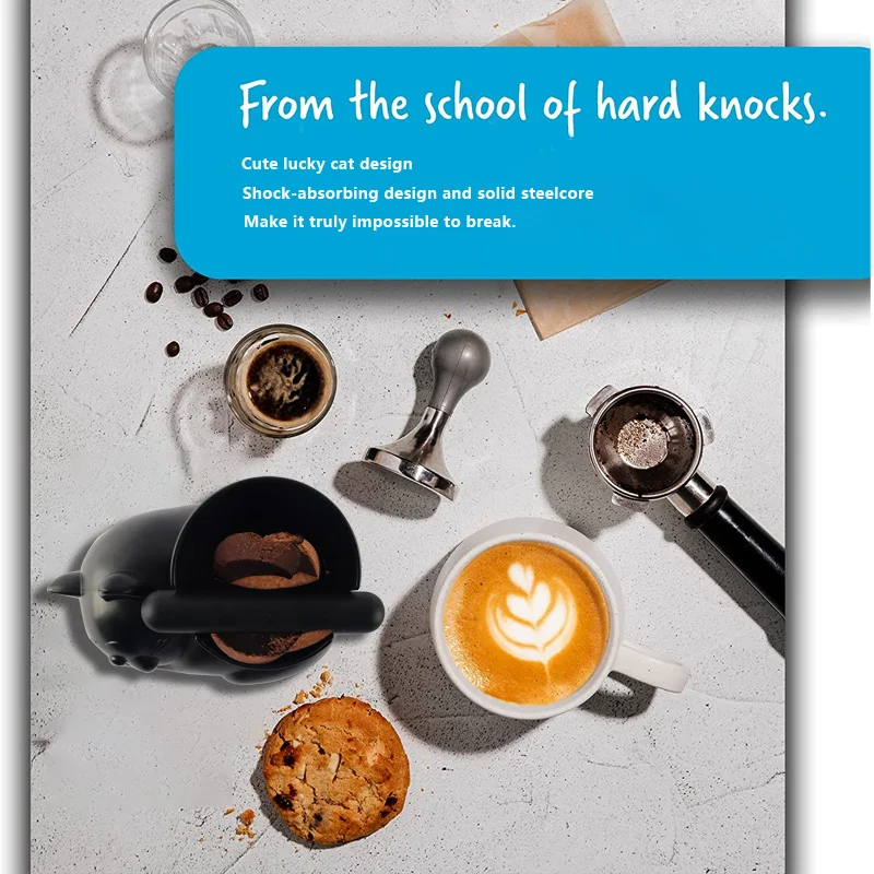 Barista Tools Cat-shaped Cute  Coffee Grounds Container Mini Knock Box Drawer with Rubber Bar Espresso Coffee Knock Box