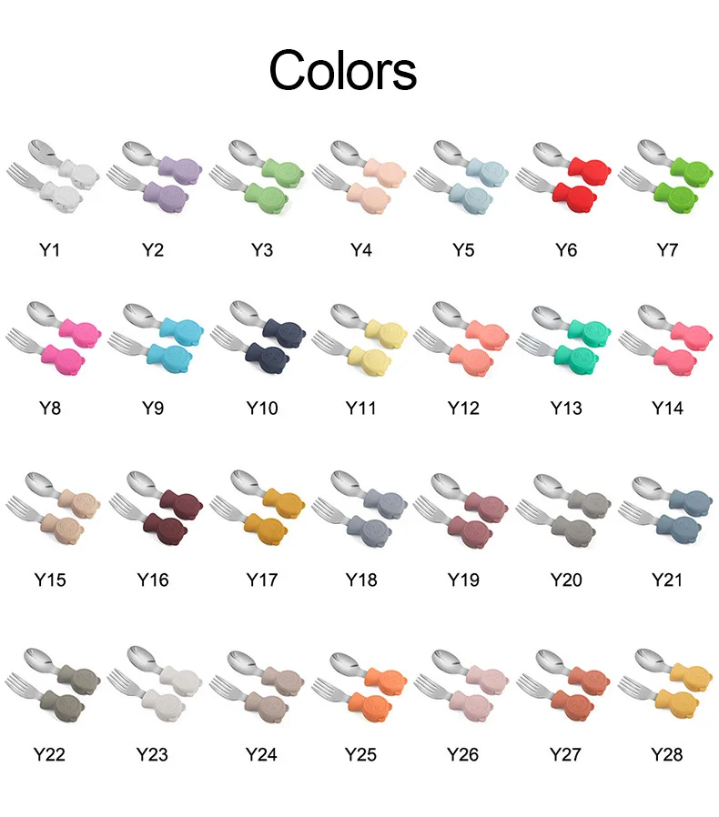 Children Utensil Stainless Steel Soon fork set Toddler Dinnerware Cutlery Cartoon Infant Food Feeding Spoon Fork