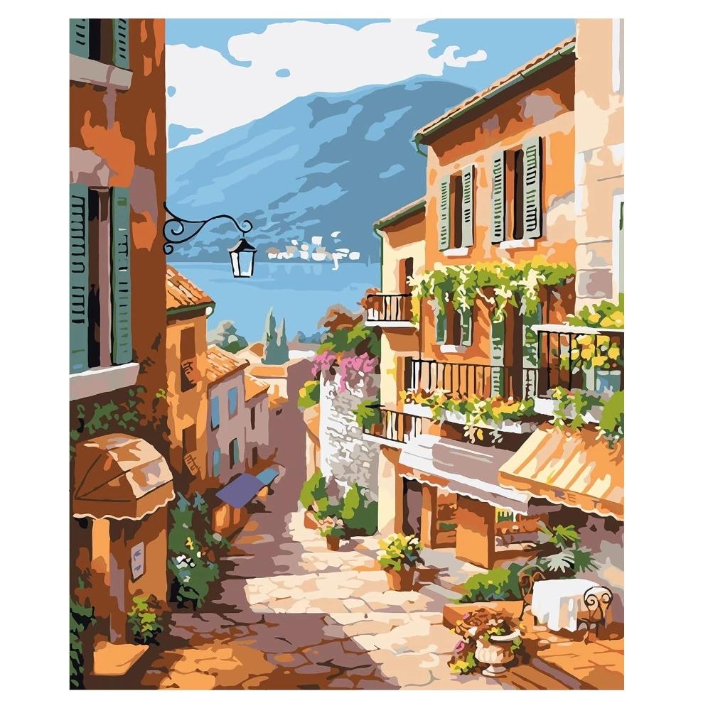 Painting by numbers suitable for adult beginners, Digital Landscape Paint, Garden Paint digital kit suitable for home wall decor