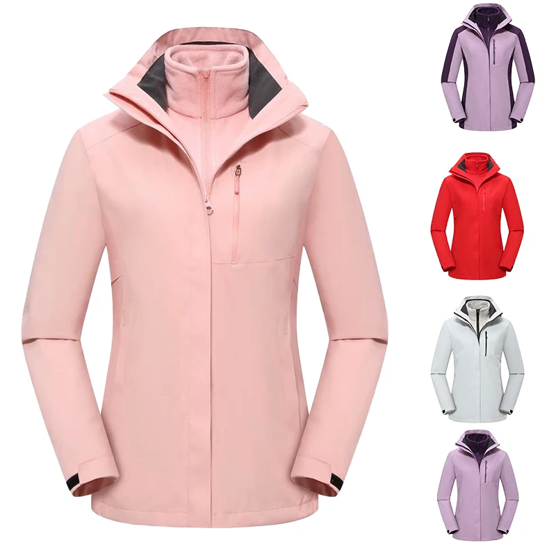 Outdoor Apparel Factory Wholesale Custom Korean Style Women Work Snow Plain Jackets Windbreaker Detachable Fleece Jackets