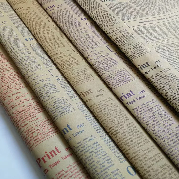 Wholesale Promotion Love Letter Double Sided Vintage Flower Packaging Kraft Paper Gift Flower Wrapping Paper Wrapping For Gift