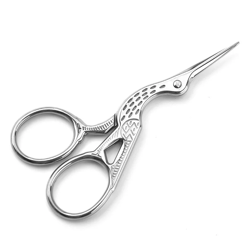 Private Label Custom Logo Sharp stainless steel stork scissors small embroidery scissors Curved Eyelash Scissors