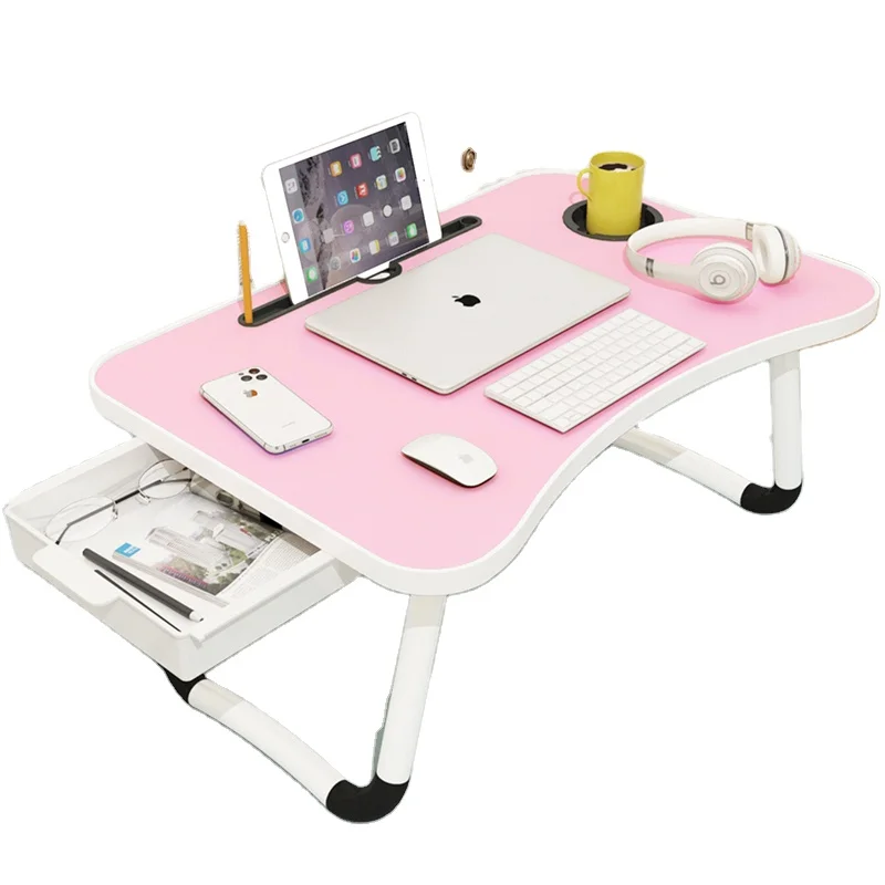 Регулируемая Горячая продажа MDF портативный складной стол для ноутбука деревянный складной компьютерный стол на кровать
