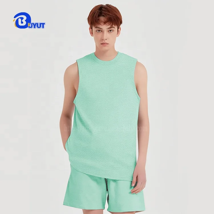 Color blank tank top and short in a set Sublimation men sleeveless T shirt& pants in set colors clothes for DTF Screen printing