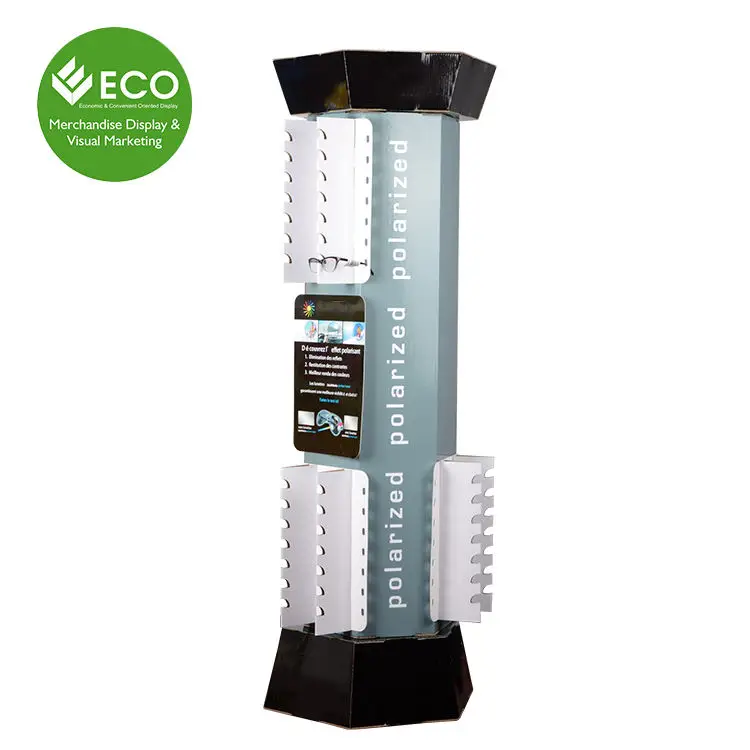 ECO Customized Cardboard Floor Sunglasses Rotating Display rack with Charging Display