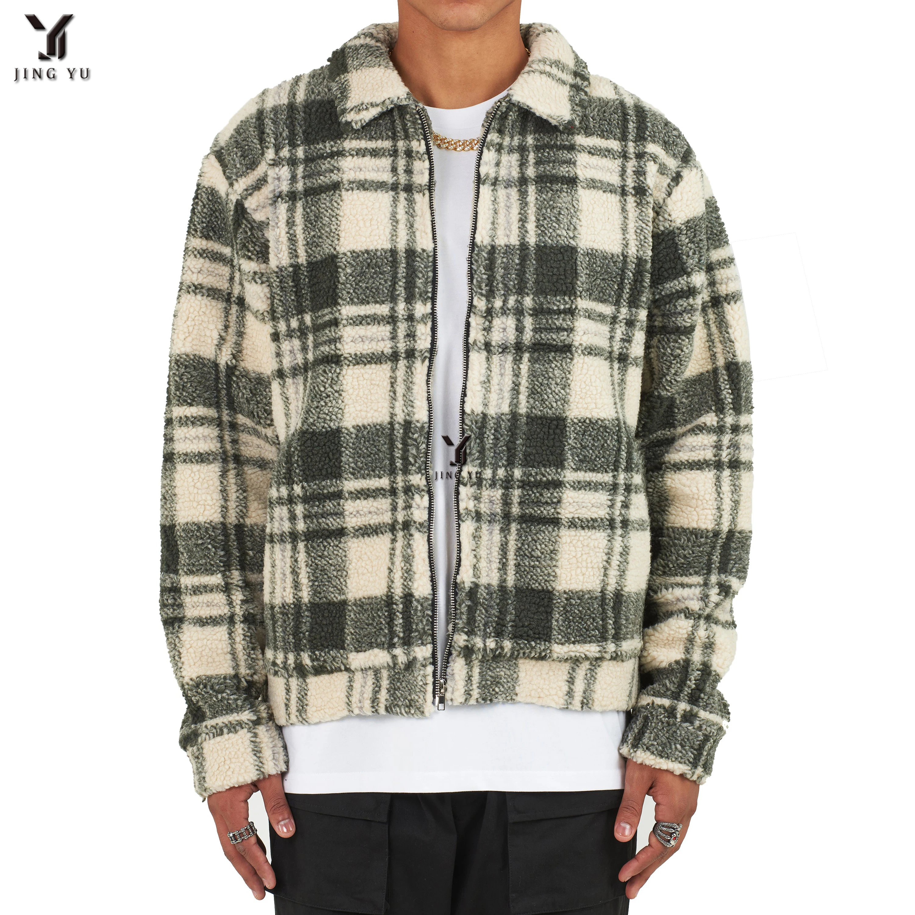 workout stylish designer zip up man custom logo all over print plaid working jacket