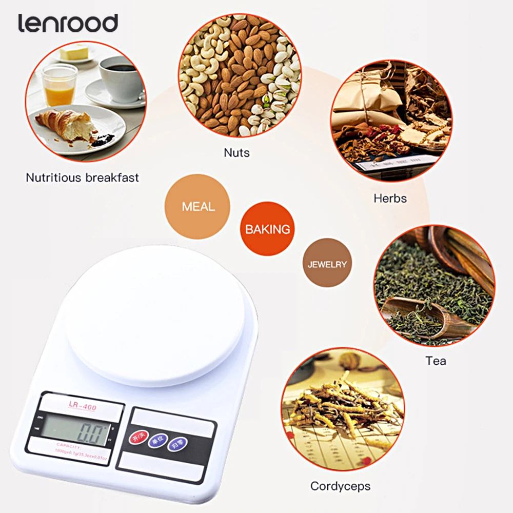 Lenrood Electronic Scale LR- 400  Digital Display  Kitchen Weight Scale Household  Food Measuring  Kitchen balance