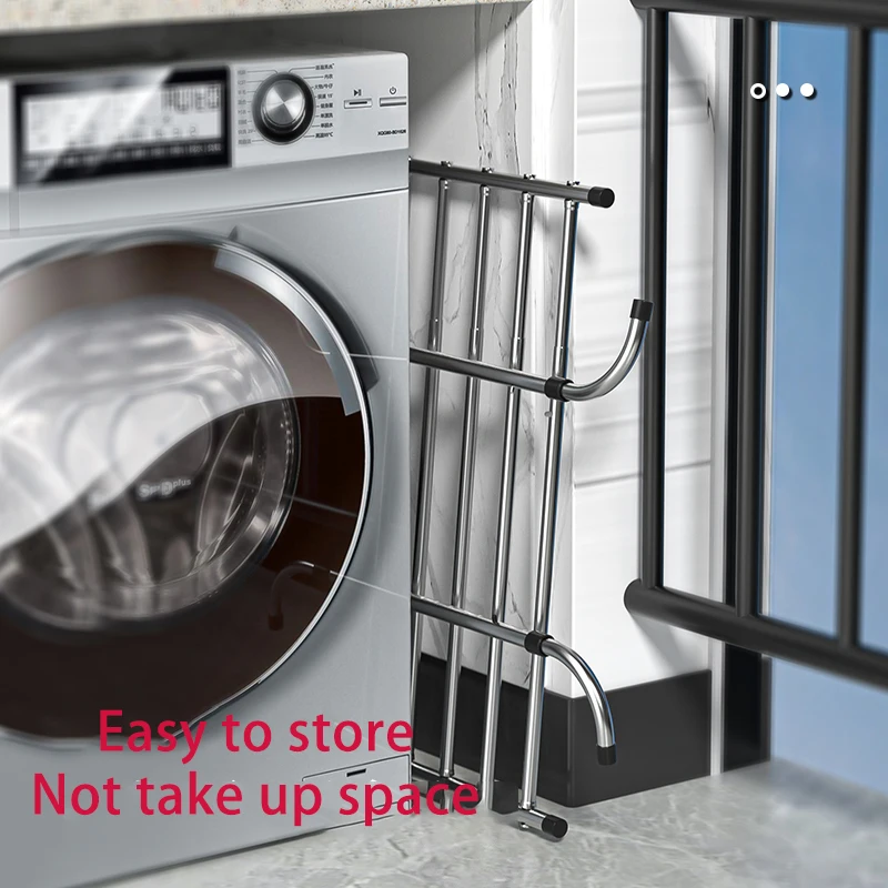 Indoor Outdoor stainless steel telescopic balcony window wall mounted hanger adjustable folding clothes drying rack