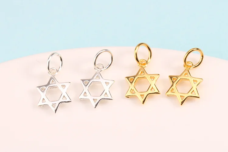 shell starfish david star solid pure 925 sterling silver diy jewelry girls pendant charms for permanent jewelry