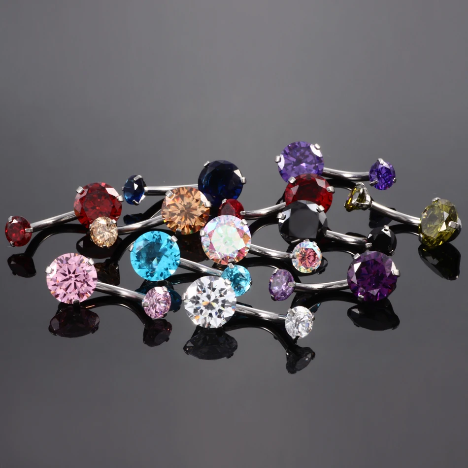 316L Surgical Steel Fashion Style Belly Button Rings Heart Zircon Navel Rings Butterfly Belly Ring Women Piercing Jewelry