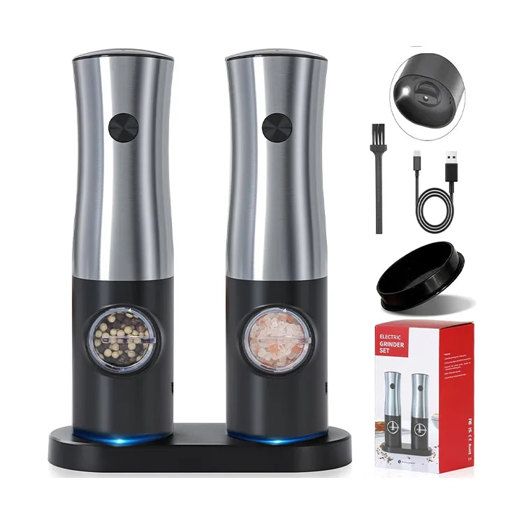 Electric Salt And Pepper Grinder Set Adjustable Grinding Coarseness Automatic Pepper Mill Grinder