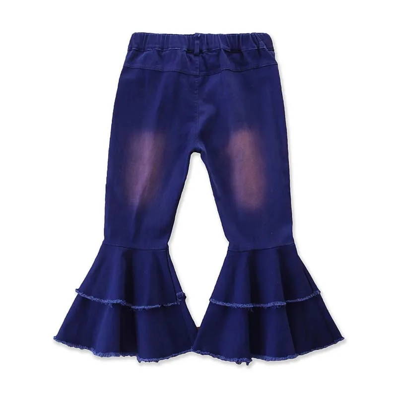 2023 New Cute Fashion 2-6Years Bell-Bottoms Pants Denim Wide Leg Jeans Trousers Jeans Kids Girls Denim KJPS-005