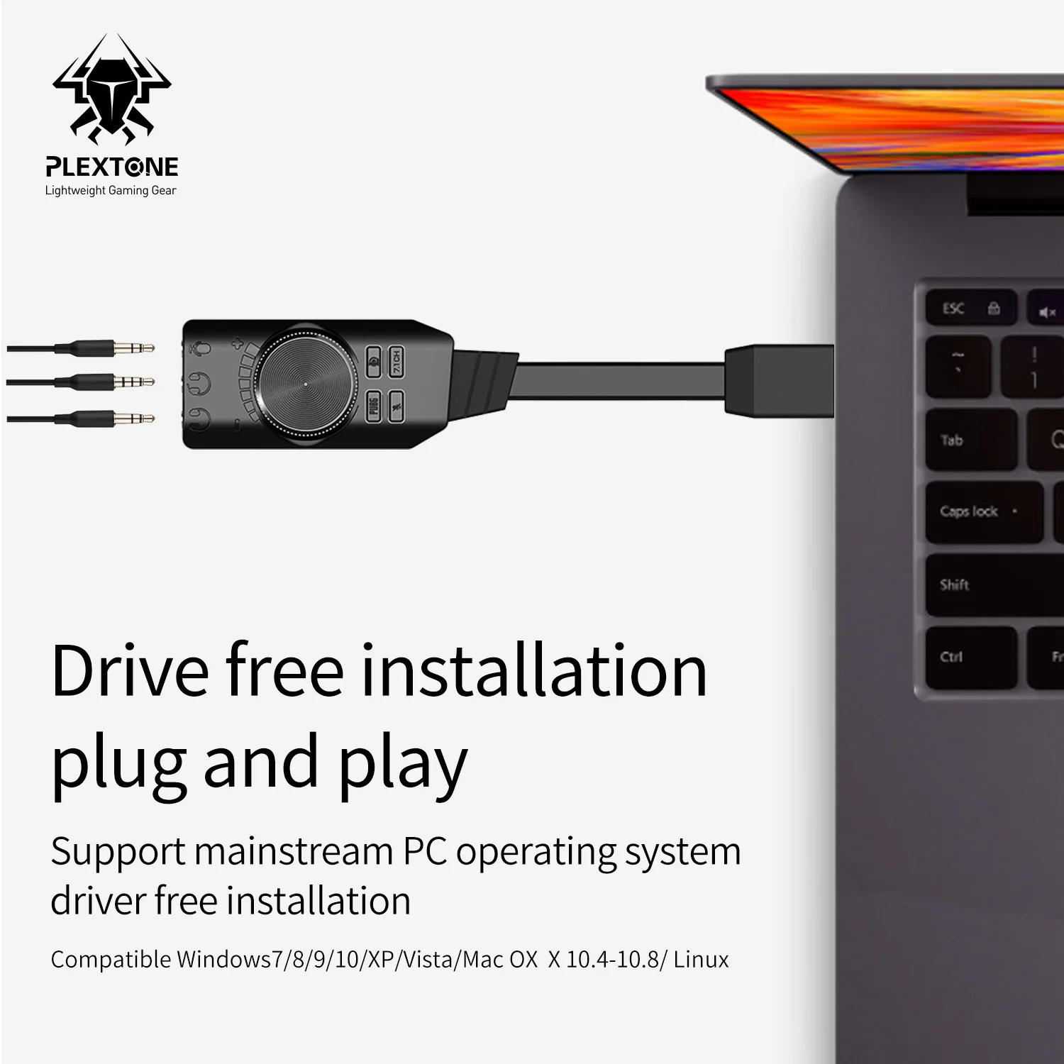 External USB Sound Adapter for Windows and Mac. Plug and Play (No Drivers Required). Upgrade to 24-Bit 96Khz Playback